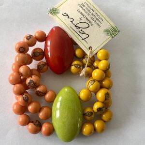 New Colorful Sustainable Tagua Nut Stretch Bracelet